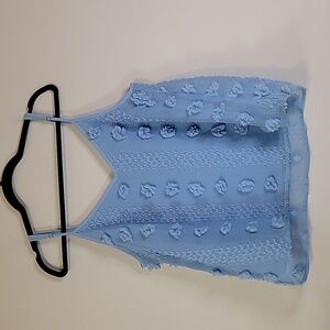 Chic Blue Women's Camisole with Floral Accents